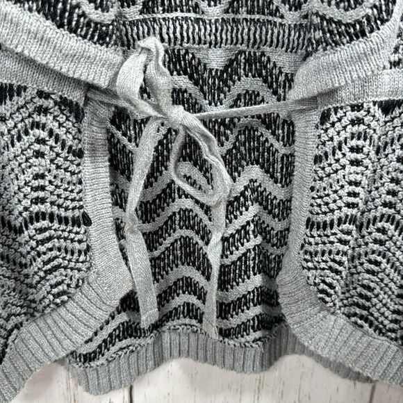 DKNY Jeans Gray Chevron Knit Belted Cardigan Cozy Minimalist Soft Grunge - Picture 9 of 13